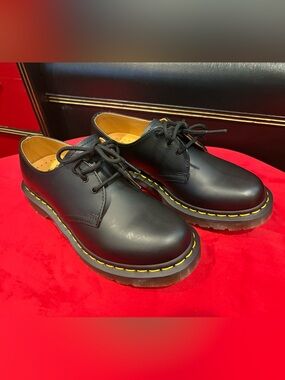 Dr. Martens Black 3-Eye Oxford with Yellow Stitching